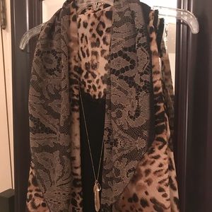 NWT Waterfall scarf top - leopard animal print